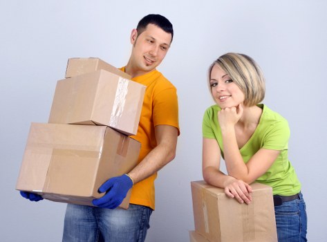 Student storage space in Newburypark with boxes and college belongings